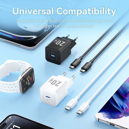 Vention Cargador de Pared GaN TZ-FEPW0-EU-01 con 1xUSB-C y Cable USB-C 20W Vention Cargador de Pared GaN TZ-FEPW0-EU-01 con 1xUSB-C y Cable USB-C 20W